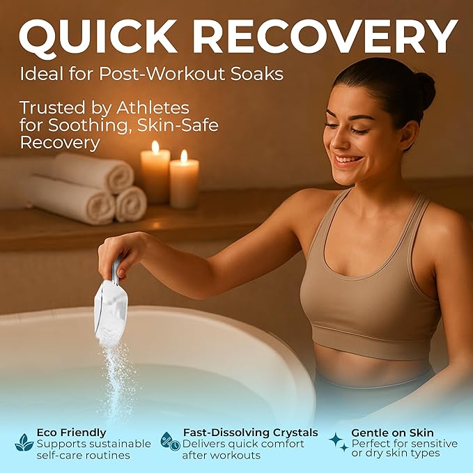 Epsom Salt Bath Soak 30 lb Bucket – Unscented, Pure Epsom Salt Bulk Crystals, Magnesium Sulfate for Full Body or Foot Soaks, Resealable Container with Scoop for Home Bath Use