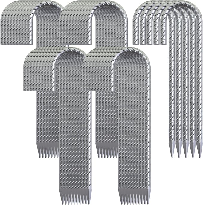 12 Inch Rebar Ground Stakes Heavy Duty J Hook 55 Pack Metal Spikes Galvanized Ground Anchors Tent Stakes for Fence, Bounce House, Gazebos and Outdoor Decorations Inflatables