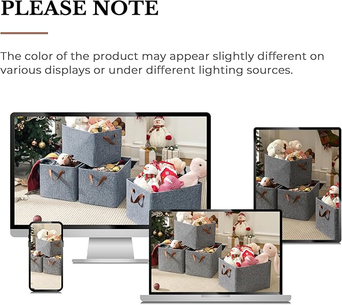 GRANNY SAYS Closet Storage Baskets, Collapsible Fabric Storage Bins with Metal Frame, Clothes Organizer Bins, Extra Large Baskets for Shelves, Gray, 4-Pack