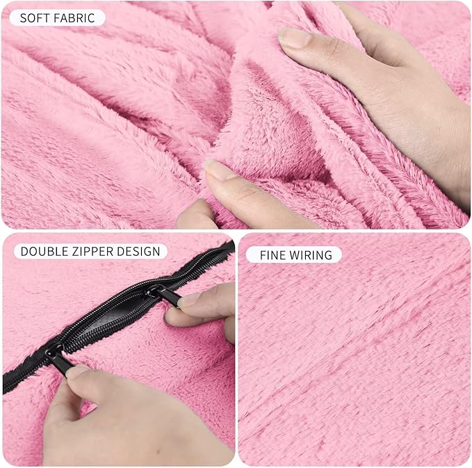 Bean Bag Chair for Adults 4FT,Soft Removable Cover for Teens/Girls Bedroom,Fluffy Giant Round Floor Beanbag Lounger Chairs (No Filler,Pink)