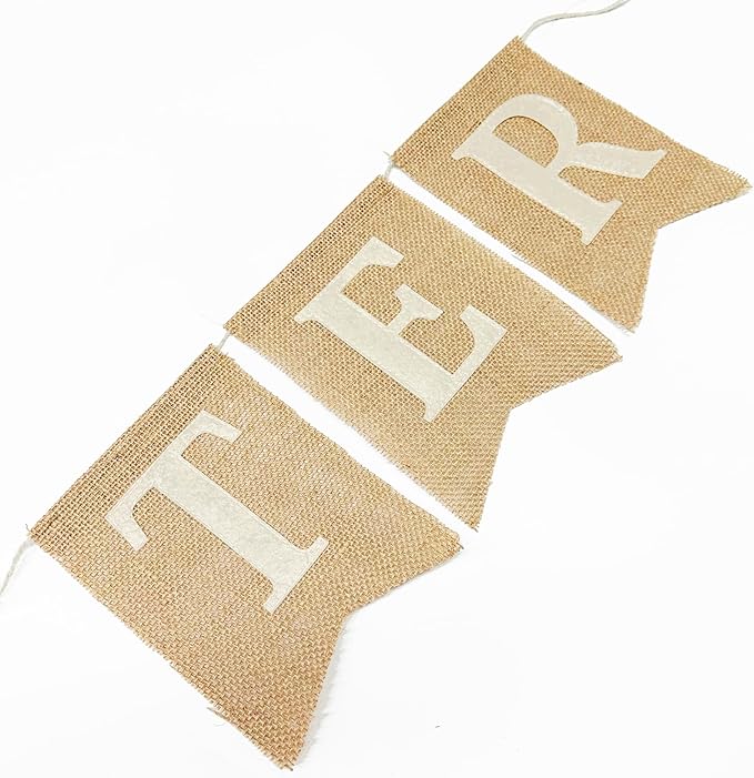 Easter Party Decorations Burlap Rabbit Bunny 3D Felt Egg with Wood Beads Garland Felt Easter Sign Burlap Pennant Banner Flag with Pastel Ribbon for Easter Spring Birthday Baby Shower Party Supplies