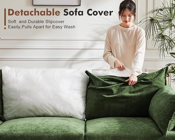 134.6" Oversized Modular Sectional Sofa, 6 Seater U Shaped Couch with Storage Ottoman with Reversible Chaise Deep Seat for Living Room, Apartment - Chenille Green