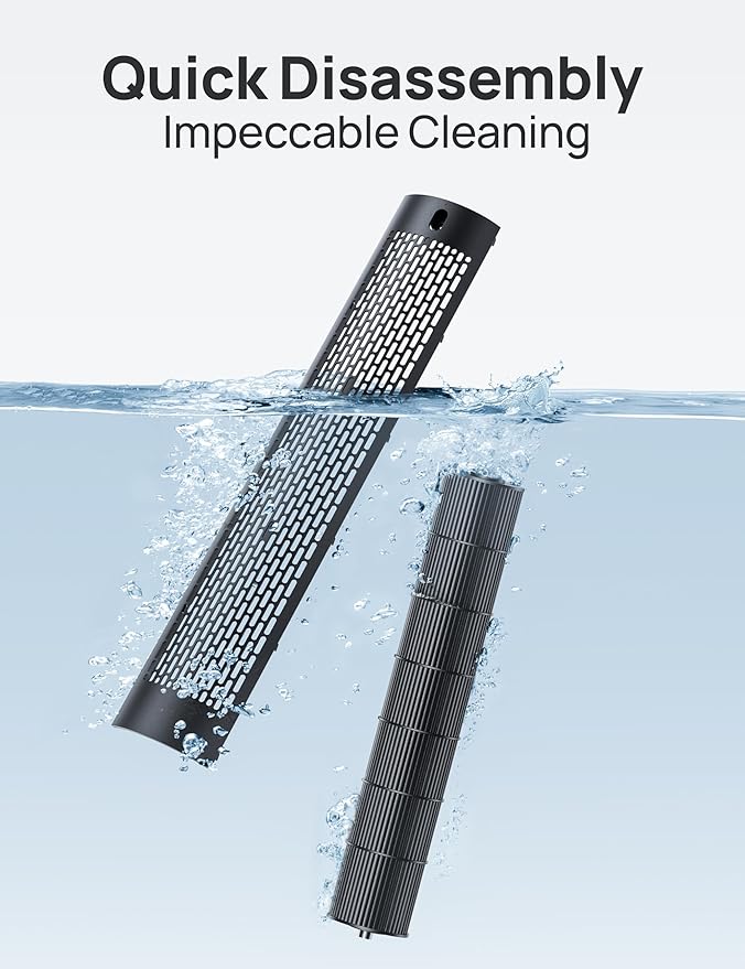 Dreo Tower Fan for Bedroom, Upgraded DC 9 Speeds 25dB Ultra-Quiet Floor Fan, 90° Oscillating Fans with 28ft/s Velocity, 12H Timer, Standing Fan, Bladeless Fan Powerful for Home Office Room