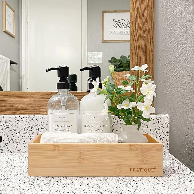 Bamboo Drawer Organizer - Kitchen Utensil Organizer Silverware Tray Cutlery Holder，Office Desk Supplies and Accessories (8.9x5.9x2.6 inch)