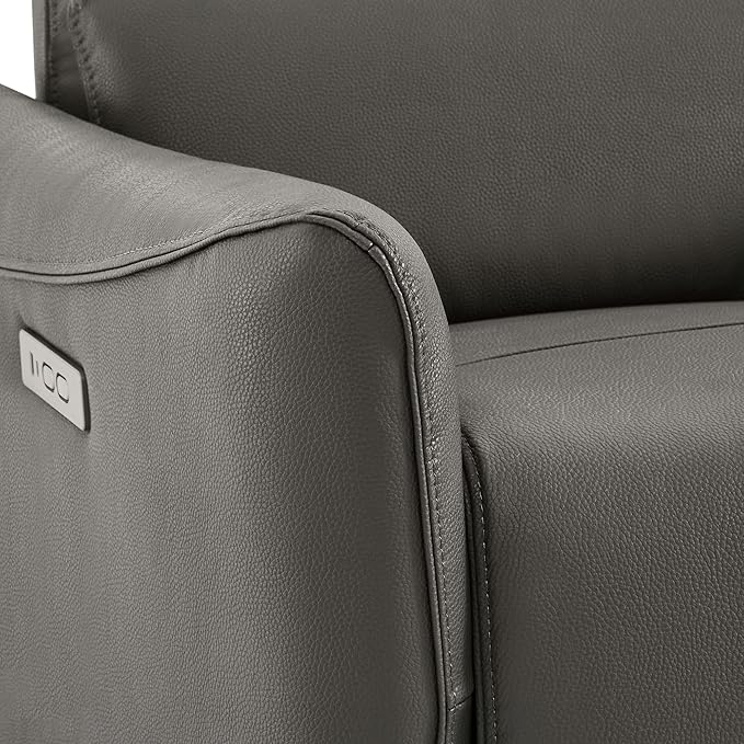 CHITA Power Recliner Chair Swivel Glider, FSC Certified Upholstered Faux Leather Living Room Nursery Reclining Sofa Chair with Lumbar Support, Charcoal