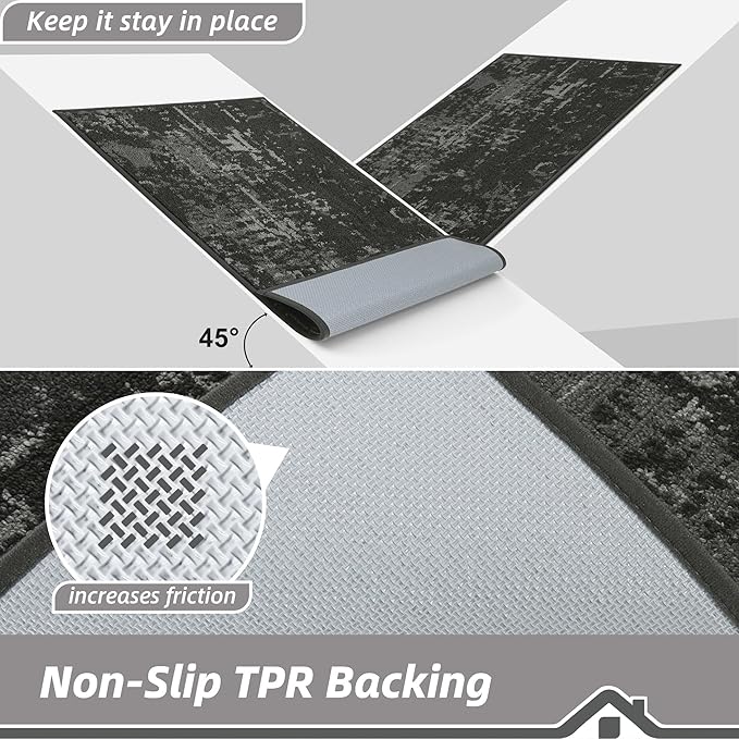 BEQHAUSE Dirt Trapper Door Mat 32"x48" Non-Slip Door Mats Washable Entryway Rugs Stain Resistant Doormat Absorbent Welcome Floor Mat for Front Back Door, Muddy Wet Shoes & Paws,Dark Grey