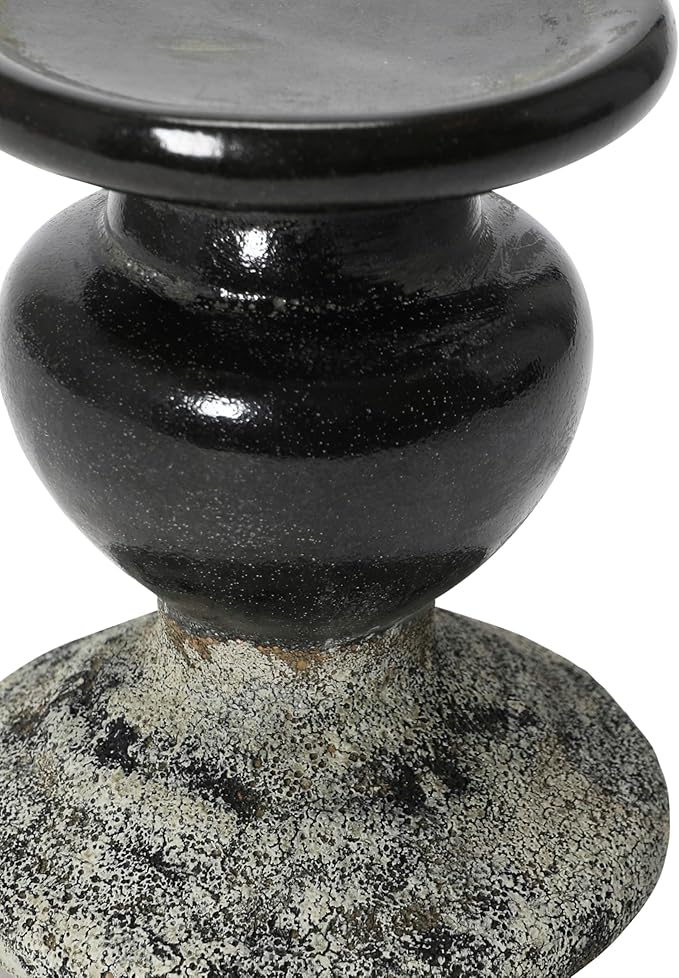 Creative Co-Op 2-Tone Sculptural Terracotta Pillar Candle Holder, Distressed Black