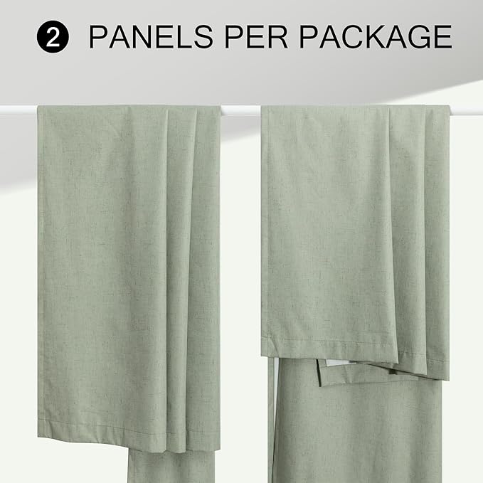 Green Country Kitchen Curtains 45 Inch Length Short Small Basement Window Blackout Cooling Curtains for Summer Heat Linen Cafe Bathroom Classroom Dorm RV Camper Sage Green Drapes with White Backing