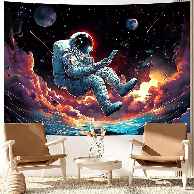BVBOX Astronaut Tapestry Wall Hanging 79"x59" Space Galaxy Nebula Clouds Art Trippy Cosmic Cool Psychedelic Wall Blanket Decor for Bedroom Living Room Dorm
