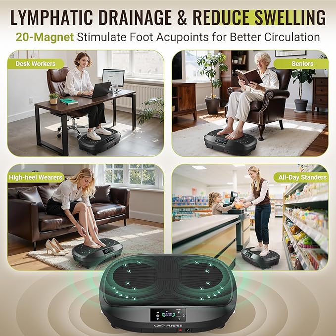 FLYBIRD Vibration Plate Exercise Machine, 120 Adjustable Speed High Intensity Vibration for Muscle Toning Weight Loss Lymphatic Drainage, Full Body Workout Vibration Plate Ideal for Fitness & Recovery