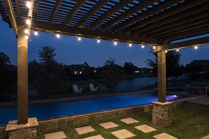 Enbrighten LED Bistro Outdoor String Lights, 24ft, 12 Shatter Resistant Lifetime Bulbs, 2200K Warm White, Weather Resistant, Indoor/Outdoor, Commercial Grade, Perfect for Backyard, Porch, Patio, 38356
