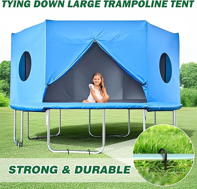 16 Inch Ground Stakes Heavy Duty,16 Pack Metal Fence Stakes for Ground for Wire Fencing,Heavy Duty Long Tent Stakes for Trampolines Camping Canopies and Swing Set