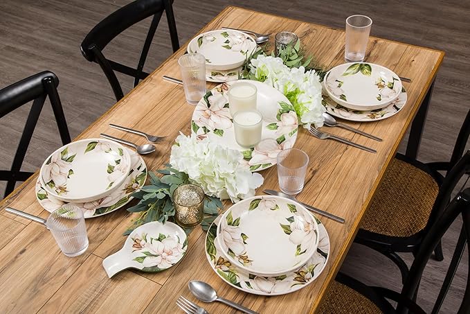 Bico Magnolia Floral Ceramic 16 inch Oval Platter, Microwave & Dishwasher Safe