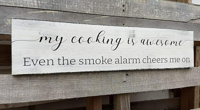 Funny Kitchen Sign, My Cooking is So Awesome, Farmhouse Kitchen Wall Decor,Rustic Quote Wooden Plaque Hanging for Housewarming (Cooking) 4x16 Inch