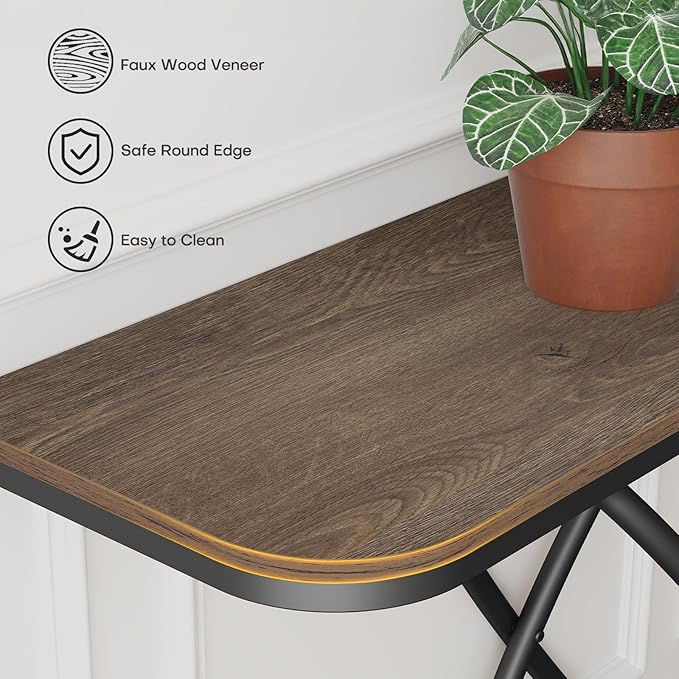 BECHAEO Farmhouse Narrow Console Table for Living Room, 47.4" Rustic Narrow Entryway Table, Sofa Tables Behind The Couch, Industrial Wooden Accent Tables for Hallway, Foyer Walnut