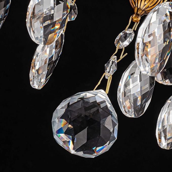 French K9 Crystal Maria Theresa Chandeliers, Luxury Vintage Pendant Light Fixture for Dining Room, Living Room, D18.3*H21~68 inch (Adjustable), Clear Crystal & Antique Bronze Finish Frame