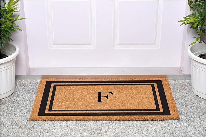 Calloway Mills 152961830F Black Border 18" x 30" Monogram Doormat, (Letter F)
