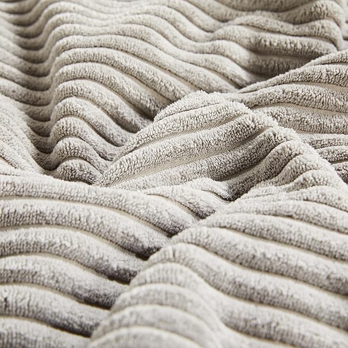 Fancy Homi 2 Packs Neutral Grey Decorative Throw Pillow Covers 18x18 Inch for Living Room Couch Sofa, Rustic Farmhouse Boho Home Decor, Soft Corss Corduroy Patchwork Textured Square Cushion Case 45cm