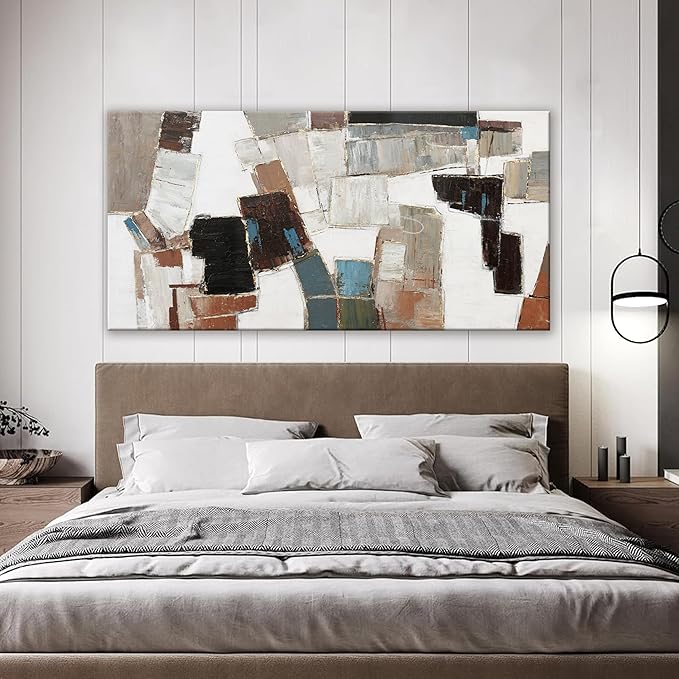 Dimpaga Abstract Wall Art Pictures for Living Room Wall Decor Modern Wall Art Decor Minimalist Geometric Line Artwork for Walls Textured Wall Art Prints Bedroom Office Wall Decor 24"X48"