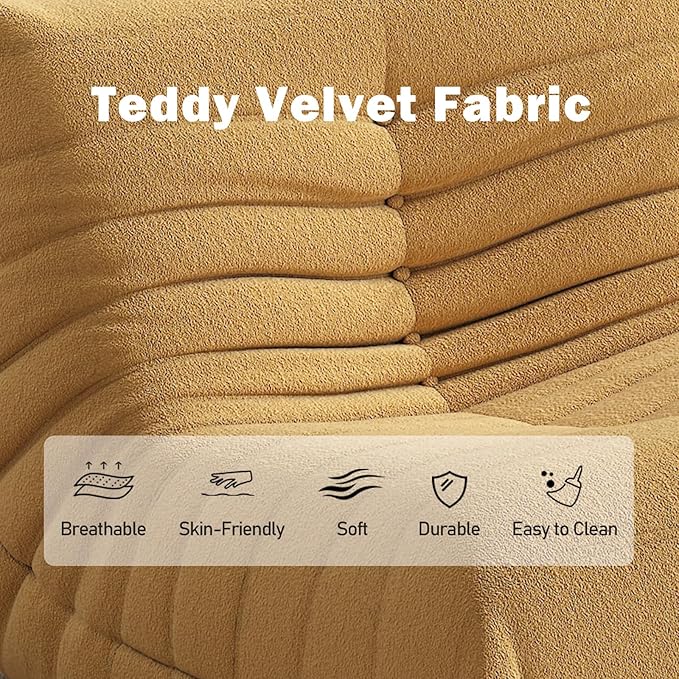 Bean Bag Chair, Memory Foam Bean Bag Sofa Large Bean Bag Chair for Adults, Bean Bag Chairs for Teens with High Density Comfortable Foam, Bean Bag for Living Room, Bedroom (Yellow)