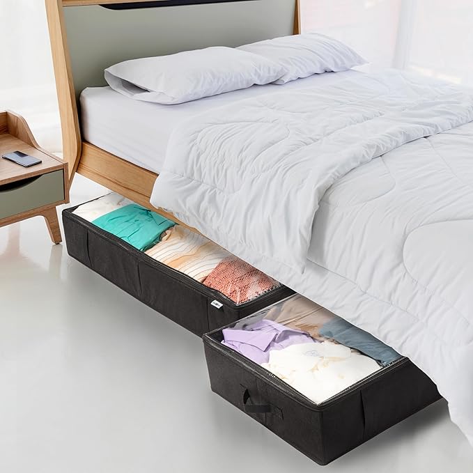 Closet Organizers and Storage - Maximize Space with Under Bed Storage Containers & Clothes Storage - Ideal Closet Organizer, Toy Storage Organizer & Underbed Storage (Black, 2 Pack)
