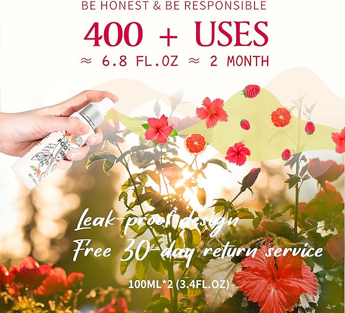 Clean-n-Fresh Toilet Spray 6.8 Oz, Hibiscus Scent, Bathroom Odor Deodorizer, A Great Air Freshener for Room, Home, Travel Size, Up to 400+ Uses, 2 Pack