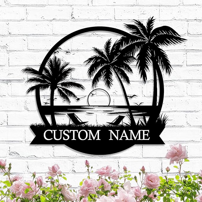 Custom Metal Beach Wall Art Sign - Personalized Size Outdoor/Indoor, Surfboard Decor, Lake House & Coastal Home Decor, Summer Gift - MADE IN USA
