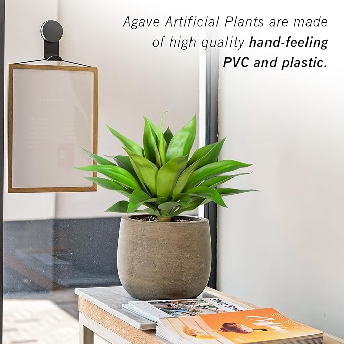 Artificial Agave Plants,Large UV Resistant Fake Agave Planters for Indoor and Outdoor Decorating Artificial Plants for Outdoors Plants(2Pack, 22")