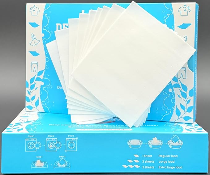 Clean Laundry Detergent™– Hypoallergenic, Eco-Friendly, Plant-Based, Biodegradable, 100% Natural – Gentle on Skin & Fabrics, Fresh Scent, 60 Premium Detergent Sheet