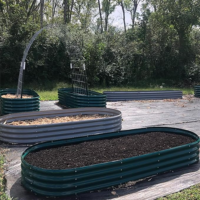 2 Pack 8x3x1FT Galvanized Raised Garden Bed Large Metal Planter Box Kit Elevated Raised Garden Planters for Outdoor Plants, Green