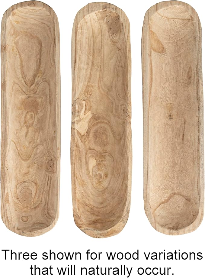 Creative Co-Op Paulownia Wood Oval Bowl | Brown | 22.75" L x 6" W x 3.25" H | (Pack of 4)