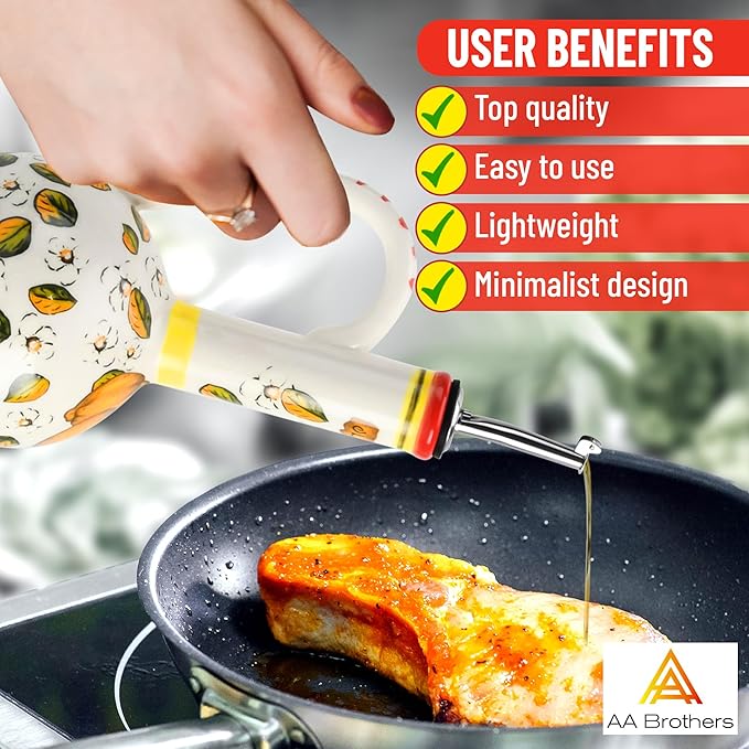 15Oz Ceramic Handmade Oil Dispenser with 3 olive design