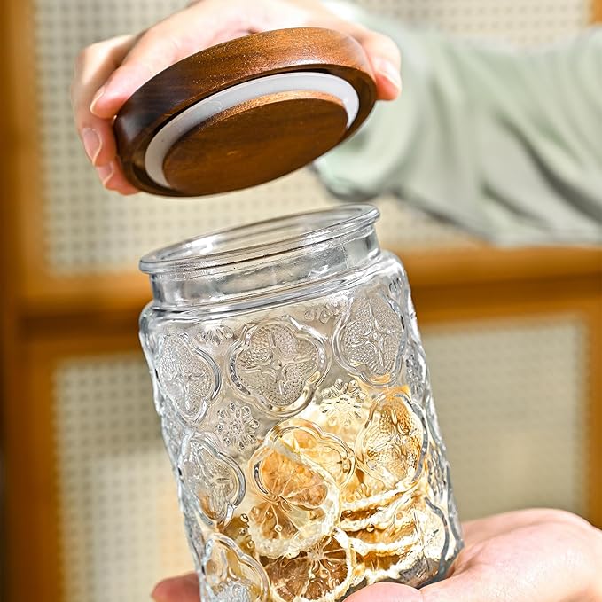 3-Pack 32oz Glass Jar With Airtight Lid,Kitchen Canisters For Countertop,Coffee Sugar Container Set,Pantry Glass Storage Containers For Flour,Candy,Loose Tea,Snack jar