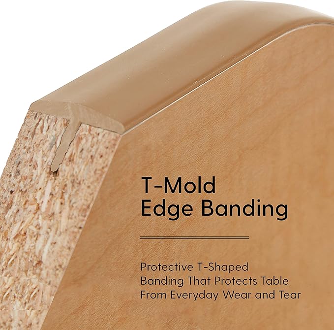 FDP Rectangle Activity School and Classroom Kids Table (24 x 36 inch), Chunky Toddler Leg, Adjustable Height 15-24 inches - Maple Top and Maple Edge