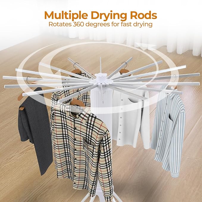 4-Legged Clothes Drying Rack Foldable,2 Tier Portable and Collapsible Space Saving Laundry Drying Rack with 4 Pulleys,Aluminum Dry Rack for Clothes