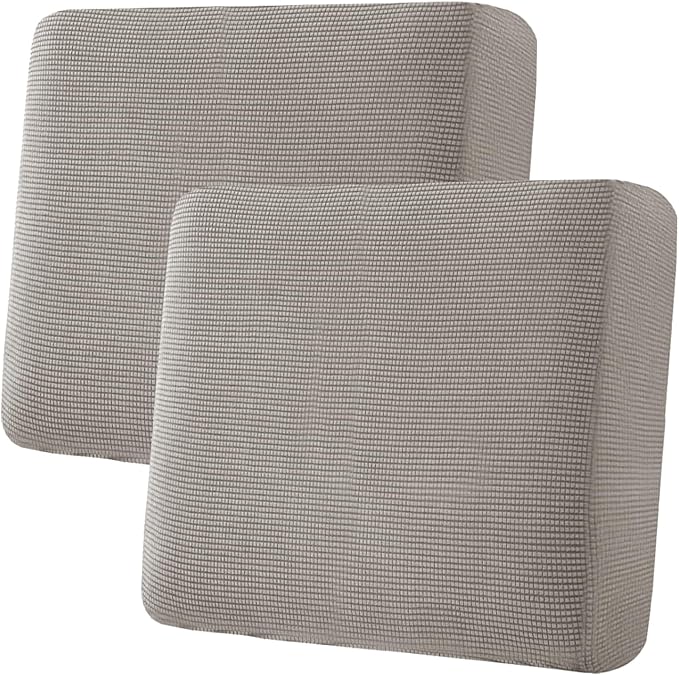 H.VERSAILTEX Super Stretch Individual Seat Sofa Covers Couch Slipcover Sets Thick Jacquard Textured Twill Fabric (2 Piece Large Sofa Cushion Covers, Taupe)