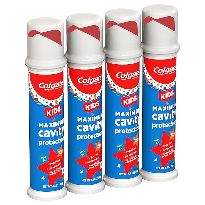 Colgate Kids Toothpaste Pump with Fluoride for Cavity Protection, Ages 6+, ADA Accepted, Bubble Fruit, 4.4 Ounce, 6 Pack