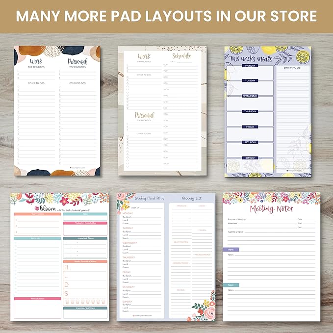 bloom daily planners Undated Daily Planner Notepad with Hourly Schedule for Appointments - Time Block To Do List Planning Pad - 80 Sheets - 6" x 9" - Garden Blooms