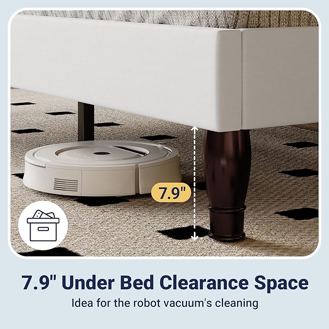 Allewie Full Size Bed Frame with Adjustable Velvet Tiara Headboard, Upholstered Diamond Button Tufted Platform Bed, Wood Slats Support, No Box Spring Needed, White