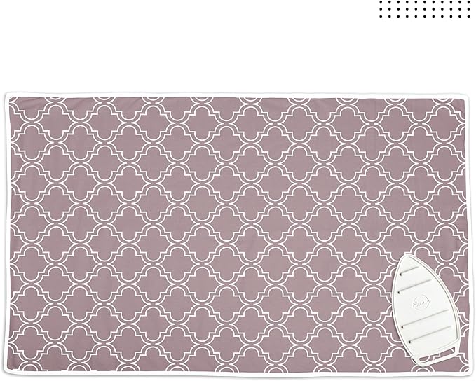 Encasa Homes Ironing Mat/Pad (Large 48"x28") with 3mm Padding & Silicone Iron Rest for Steam Pressing on Tabletop or Bed - Heat Resistant, Portable, Quilting & Travel Blanket - Mauve Tiles