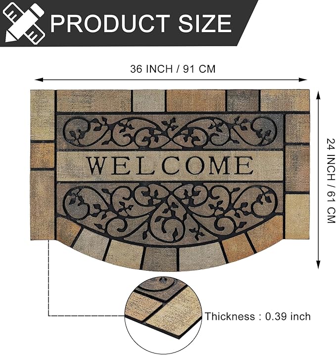 CHICHIC Entrance Door Mat Large 24 x 36 Inch Entry Way Doormat Front Door Rugs Outdoors Heavy Duty Welcome Mat, Non Slip Rubber Back Low Profile for Garage, Patio, High Traffic Area, Vine