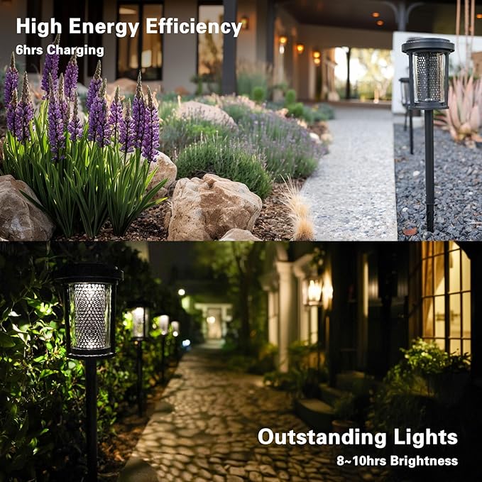 EcoGreen Outdoor Pathway Solar Light, 4pcs Pack,Garden Patio Balcony Walk Way Lights, Aluminum Leg, 5000K Daylight, IP65 Waterproof, 2.44*13.4in