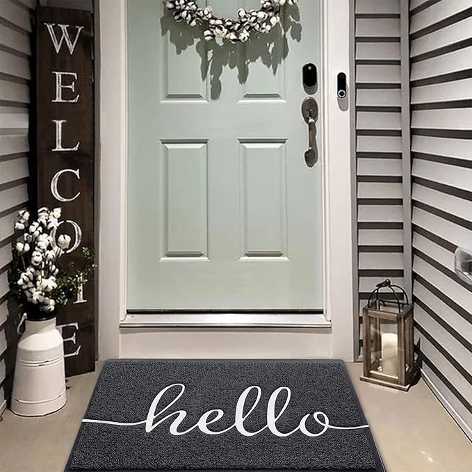 Door Mat, Durable Welcome Mat Low Profile Floor Mat Front Doormat Non Slip Mats Entrance Rectangular Easy to Clean Doormat, for Entryway, Patio, High Traffic Areas (36"x24",Black)