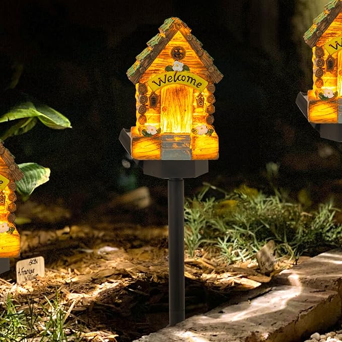 Dazzle Bright Fairy Garden House, 16" Glow in The Dark Cottage with Solar LED Light, Beautiful Miniature Garden Decoration for Indoor or Outdoor Gardens