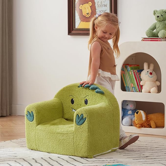 ALIMORDEN Animal Series Kid's Chair, Ultra-Soft Comfy Foam Filled Toddler Sofa Chair, Cute Animal-Shaped Design Toddler Couch, Lightweight Birthday for Baby Boys & Girls (Dinosaur)