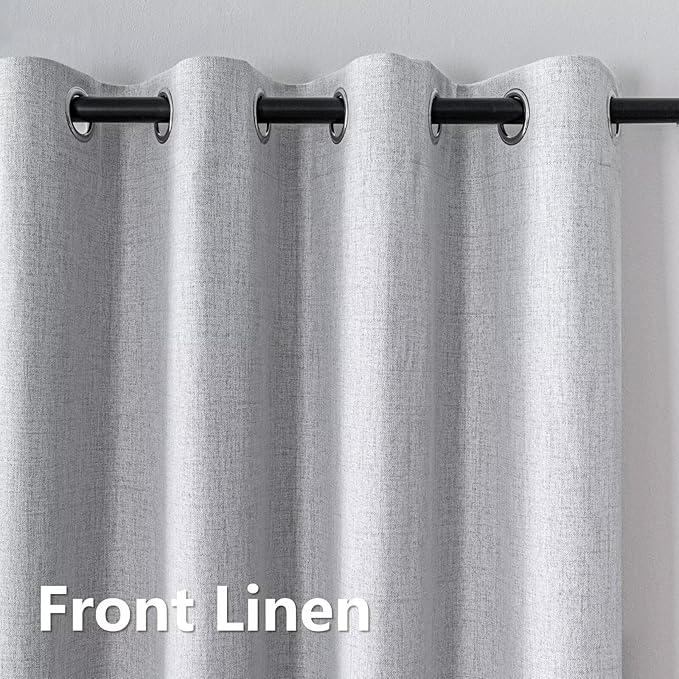 Blackout Curtains 84 Inch Length 2 Panels Set, 100% Black Out Textured Thermal Curtains, Grommet Privacy Light Blocking Drapes for Living Room Bedroom Luxury Deco(52W × 84L inch, Off-White)