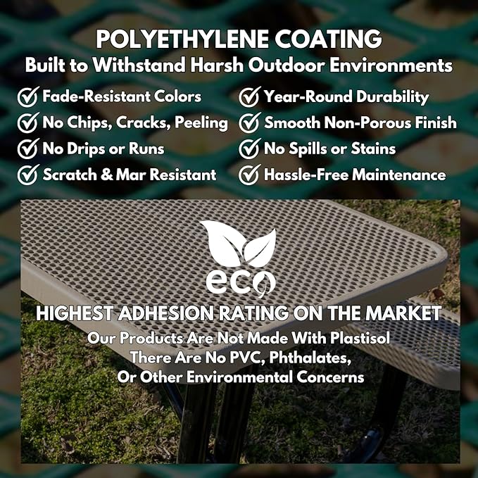 Coated Outdoor Furniture Heavy-Duty Portable Outdoor Kids Table with Umbrella Hole, Expanded Metal Kids Picnic Table, Commercial-Grade, Made in America (46 In, Round, Childrens, Black)