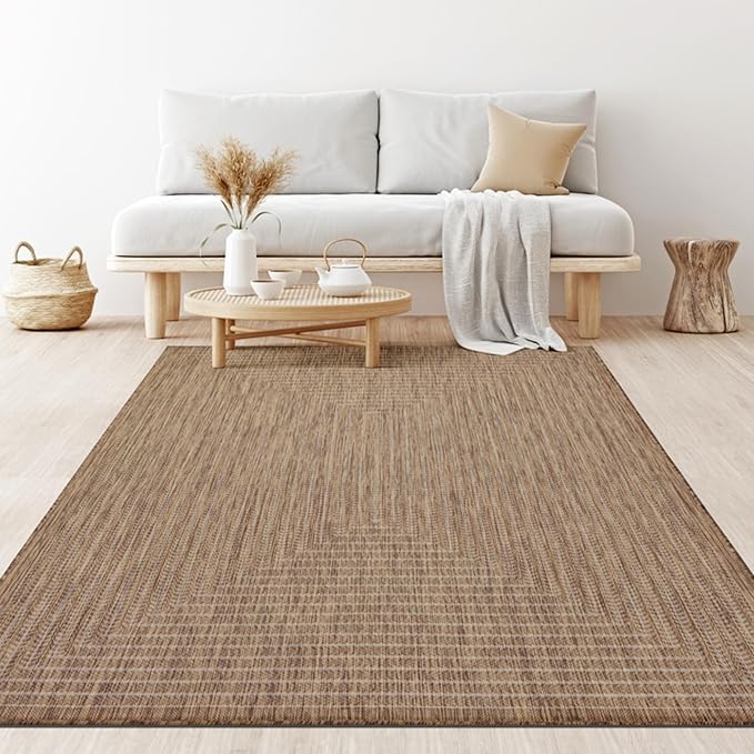Adiva Rugs Outdoor Indoor Area Rug, Weather Resistant, Easy to Clean, Stain Resistant Floor Mat for Dining Room, Backyard, Deck, Patio (Wooden, 2' x 3')