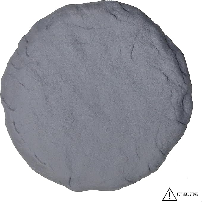 Ei Circular 15.5” Stepping Stones with Ground Stakes - Home or Garden Step Stones for Outdoor Walkway or Pathway Pavers - Resin Material (8, Light Grey Stone)