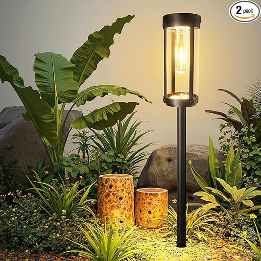 Bright Solar Pathway Lights Outdoor, 2 Pack Upgraded Solar Powered Garden Lights Waterproof, Auto On/Off Solar Yard Light for Lawn Patio Walkway Driveway Landscape Lighting Decor (Warm White, 2 Pack)